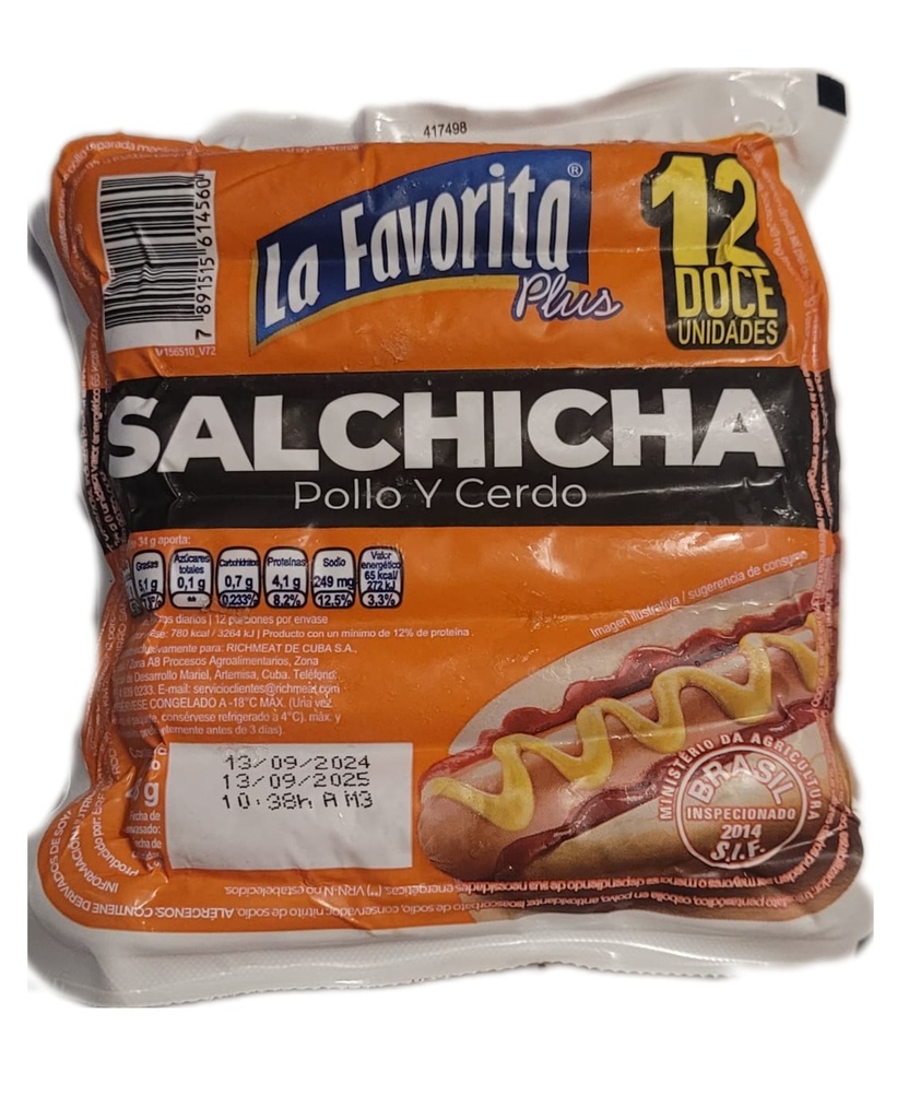 Embutidos/Salchichas de pollo y cerdo 12U (408g)