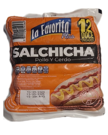 [MRK2-065] Embutidos/Salchichas de pollo y cerdo 12U (408g)